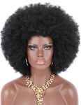 Kalyss Women's Long Afro Curly Hair black Wigs Heat Resistant Synthetice Fiber wigs