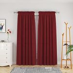 Curtains Burgundy Red Linen Textured 84 inches Long Kitchen Living Room Divider Bedroom Privacy Drapes Patio Curtains Basement Sliding Glass Door Window Curtain 2 Panels Rod Pocket