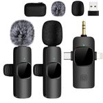 Wireless Lavailer Microphone for iPhone, Android, Camera, iPad, USB C, 4 in 1 Professional Mini Microphone with Noise Reduction, Wireless Mic for Video Recording, Vlog, YouTube, TikTok