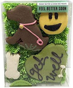 Bubba Rose Biscuit Company: Decorated Feel Better Soon Dog Treats - Crunchy Biscuit - Natural Get Well Gourmet Dog Cookies - Pack of 4 Cookies - Made in The USA