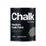 Hemway Smoked Moss Green Chalk Paint 1L Matt Shabby Chic Interior Furniture, Walls, Wood, Wardrobes, Doors, Tables, Chairs, Quick Dry Smooth Chalky Finish (12 Greens & 118 Colours Available)