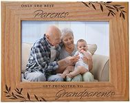 Engraved Natural Wood Photo Frame Fits 5x7 Horizontal Portrait Frame for Grandparents (Only The Best Parents get Promoted to Grandparents)