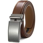 DOOPAI Leather Ratchet Belts for Men, Ratchet Dress Belts Men Brown, Men Belts Adjustable with Automomatic Buckle, Cut to Exact fit