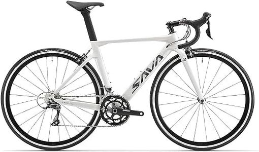 SAVADECK Carbon Road Bike with Shimano SORA R3000 18 Speed Derailleur System,Racing Bicycle with Carbon Fiber Frame Carbon Fork and Double V Brake for Adult.(White 56cm)