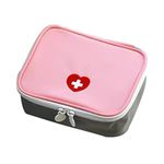 Anayo Portable Mini First Aid Pouch, Empty Medicine Bag, Handy Pocket Pill Storage Case for Travel, School, Office, Home - Small Size (Pink)