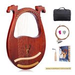 VixxNoxx Lyre Harp, 16-String Mahogany Lyra Harp Kit, Stringed Musical Instruments with Tuning Wrench Bag Instructions Extra Strings for Beginners Adults