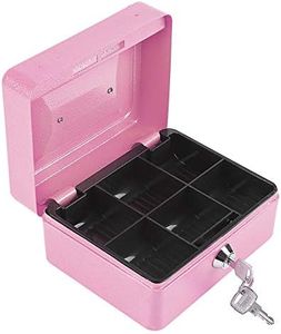 Safe Box with Key Lock, Portable Steel Petty Fireproof Waterproof Cash Security Box with Small Combination Anti Theft Household for Travel Home Office Jewelry Documents(Pink)