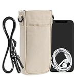 kwmobile Universal Smartphone Case XXL - 7" - Case with Adjustable Cord, Magnetic Closure and Front Pocket - Cream