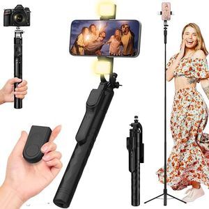 Extra 69" Newest Cell Phone Selfie Stick with Light, Portable Integrated Tripod All-in-1 Selfie Stick Tripod with Wireless Remote, Handheld Grip Compatible with iPhone and Android