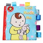 BabyMoo Little Learner: Interactive Cloth Book with Squeaker and Rustle Paper Sound - Blue Soft Cloth Book for Infants & Toddlers - Ideal Sensory Toy Gift for Ages 3 Months and Up