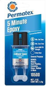 Permatex 10500-5 Minute Epoxy, Single-Use Syringe for General Purpose Creates a Hard, Rigid Bond for Coating in Minutes - Resin epoxy is Resistant to Water and solvents, and All-Purpose