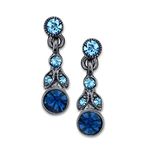 1928 Jewelry Jet Black Light Sapphire & Montana Blue Euro Crystal Drop Earrings