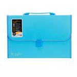 Worldone Expanding File with Handle & Lock 13 Indexed Pocket for Documents Sorting Durable Long Lasting PP 0.7 mm Outer Cover Sheet 0.2 mm Inner Partition Sheets, FC Size, Radiant Blue, Pack of 1