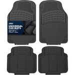 ZENO 4 Piece Universal Car Mats | Universal Floor Car Mats | Heavy Duty Rubber Mats | Non Slip All Weather Mats for SUVs, Vans, Trucks & Cars | Easy To Clean | Waterproof | Black