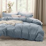 Bedsure Mineral Blue Duvet Cover Queen Size - Soft Prewashed Queen Duvet Cover Set, 3 Pieces, 1 Duvet Cover 90x90 Inches with Zipper Closure and 2 Pillow Shams, Comforter Not Included