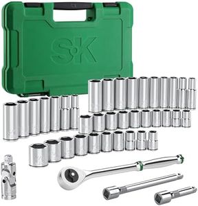 SK 3/8" Drive Socket Set with 216-P Quick-Release Ratchet, 41-Piece, SAE & Metric, SuperKrome Finish, Preminum CR-V Construction, with Storage Suitcase