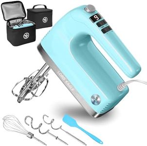 Lord Eagle 9-Speed Digital Hand Mixer Electric Handheld, 500W DC Motor Kitchen Mixer for Cake Baking, Lightweight Egg Beaters with Stain-resistant & Waterproof Storage Bag & 6 Accessories, Blue