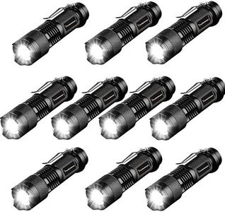 Modaao 10 Pack Mini Flashlights LED Flashlight 300lm Adjustable Focus Zoomable Light (Black)