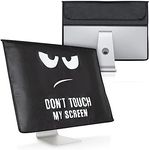 kwmobile Cover Compatible with 24-26" Monitor - with Extra Storage - Don't Touch My Screen White/Black