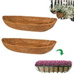 HICAS Hanging Basket Liner, 24/30/36/48 Inch Wall Mounted Coco Liner Trough, Wall Trough Planter Liner for Window Box, Replacement Coconut Liners for Hanging Baskets 24 Inch-2PCS