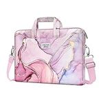 MOSISO Laptop Shoulder Bag Compatible with MacBook Air 15 inch 2023 M2 A2941/Pro 16 2023-2019 M2 A2780 M1 A2485 A2141,15-15.6 inch Notebook,Polyester Sleeve with Belt Marble MO-MBH216