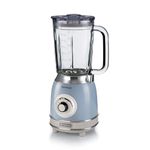 Ariete Vintage Glass Blender 583, Multifunction Blender with 4 Blades, 4 Speeds + Pulse, Ice Crushing Function, 1.5 Liter Capacity, 1000W, Light Blue