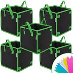 VIVOSUN 5 Pack 3 Gallon Square Grow Bags, Thick Nonwoven Cubic Fabric Pots with Handles for Indoor and Outdoor Gardening