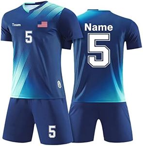 LAIFU Custom Soccer Jersey for Kids Soccer Uniforms for Men Women with Name Team Number Logo Sapphire Blue 4X-Small