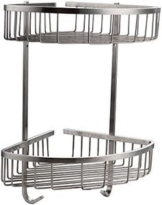 Konhard CS002 Portaoggetti da doccia in acciaio INOX spazzolato massiccio, montaggio a parete, a 2 piani