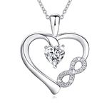 925 Sterling Silver Necklaces for Women Infinity Heart Necklace Jewelry for Women Silver Necklace with Cubic Zirconia Birthday Christmas Gifts for Women