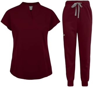 niaahinn Scrubs Set for Women Nurse Uniform Jogger Suit Stretch Top & Pants with Multi Pocket for Nurse Doctor Esthetician Workwear (red, X-Large)