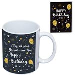 Kaameri Bazaar Ceramic May All Your Dreams Comes True Happy Birthday Coffee and Tea Mug with Quotes for Wife, Couple, Friends, Lover, Sister, Daughter (Black)