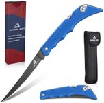 DRAGON RIOT Folding Fillet Knife for Fishing Camping Hunting Blue, Boning Knife for Meat Cutting and Carving with a Easy Carrying Bag