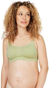 Cake Maternity Cotton Candy Wirefree Nursing Bra for Breastfeeding, Seamless Maternity Sleep Bra, Moss, Medium