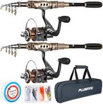 PLUSINNO Fishing Rod and Reel Combos Carbon Fiber Telescopic Fishing Pole with Reel Combo Sea Saltwater Freshwater Kit Fishing Rod Kit, 1.8M 5.91FT (PLFBO01-2PACK-FBA)