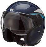 ROYAL ENFIELD MLG Jet Sonic Open FACE Helmet | Made Like A Gun- ISI Certified | ABS GI | High Impact Grade Thermoplastic & High Density EPS Liner for Superior Impact Protection Blue (L) 60 CM