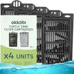 OKKÖBI - Turtle Tank Filter Cartridges Pack of 4, Medium, Double-Sided with Activated Carbon, Crystal Clear Water, for Deluxe and Premium Aquatic Turtle Tank Filter