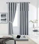 ZIMEL HOMES- Crushed Velvet Band Silk Curtains (Pair) 6 wide coloured curtain choices -8 sizes-Fully Lined-Eyelet Ring Top Curtains-Faux Silk band top curtain pair with crushed velvet fabric base.