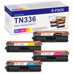 TN336 4PK High Yield TN-336 Toner Cartridge Replacement for Brother HL-L8250CDN HL-L8350CDW/CDWT MFC-L8600CDW MFC-L8850CDW MFC-L8650CDW DCP-9050CDN DCP-L8400CDN HL-L9200CDW/CDW Printer (BK/C/M/Y)