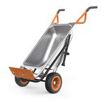 WORX WG050 Aerocart Multifunction 2-Wheeled Yard Cart, Dolly, and Wheelbarrow with Flat Free Tires – Orange, Black, and Silver 18" x 12" x 42"