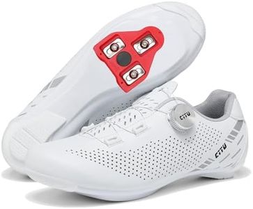 Cycling Shoes Men Women Lightweight Road Bike Shoes Compatible with Peloton KEO Pedal Breathable with Delta Cleats,White,10.5