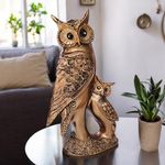 NEELAYA Antique Big 12" Owl Showpiece Statue for Home Decor - House Warming - Living Room - Bedroom - Gifting - Office - Table Decor - Decorative Item Polyresin Showpiece (30.5 cm, Bronze Brown)