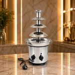 Gurubhai Equipments Electric Chocolate Fountain Machine with Stainless Steel Tower | 4-Tier Chocolate Fountain | Motor & Heating Control for Parties, Hotels, Catering & Events