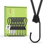 Brotree Bungee Cords with Hooks 10 Pack 15cm Bungee Hooks Small Bungee Rope with Hooks for Tarpaulins, Tents, Tarp and Fixing - Black
