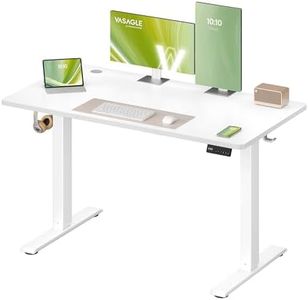 VASAGLE Electric Standing Desk, Height Adjustable Desk, Sedentary Reminder, 4 Memory Heights, for Home Office, 120 x 60 cm, Cloud White LSD312WZ01