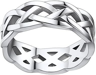 FaithHeart Wedding Band Rings for Male, Stainless Steel Vintage Irish Celtic Knot Stacking Ring for Teen Girls