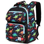 VASCHY Boys Backpack, Kids Cute Kindergarten Preschool Children's Rucksack 12L Small School Bag for Travel Dinosaur Black