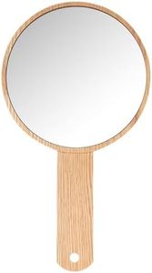 Teepro Handheld Mirror with Handle, Hand Held HD Mirror Wooden Frame, Salon Hairdresser Plain Mirror Retro Style, Cosmetic Salon Makeup Hand Mirror for Professional Barbers,B