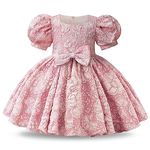 NNJXD Baby Girl Christening Gown Tutu Party Flower Bowknot Toddler Girls Dresses 2038 Pink Size(120) 4-5Years