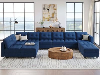 Belffin Modular Sectional Sofa Couch Oversied U Shaped Sofa Set with Storage Seats Convertible Sectional Sleeper Sofa with Reversible Chaise Blue